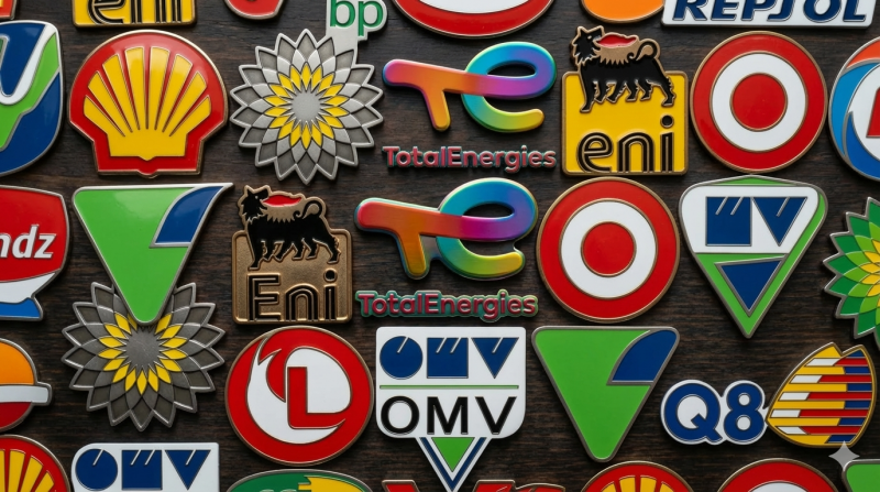 Oliemaatschappijen die in Europa brandstof verkopen (@Gemini-AI-impressie) 