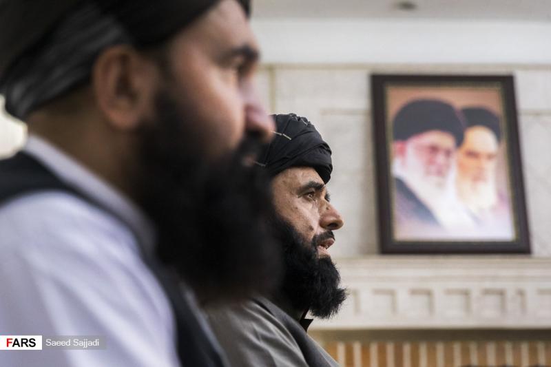 Taliban officials at press conference Tehran 2021 (@Fars Media Corporation)