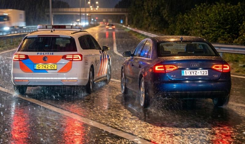 Politie achtervolgt vluchtende Belgische automobilist (@Gemini-AI-impressie) 