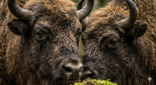 Europese wilde bizons (@Gemini-AI-impressie) 
