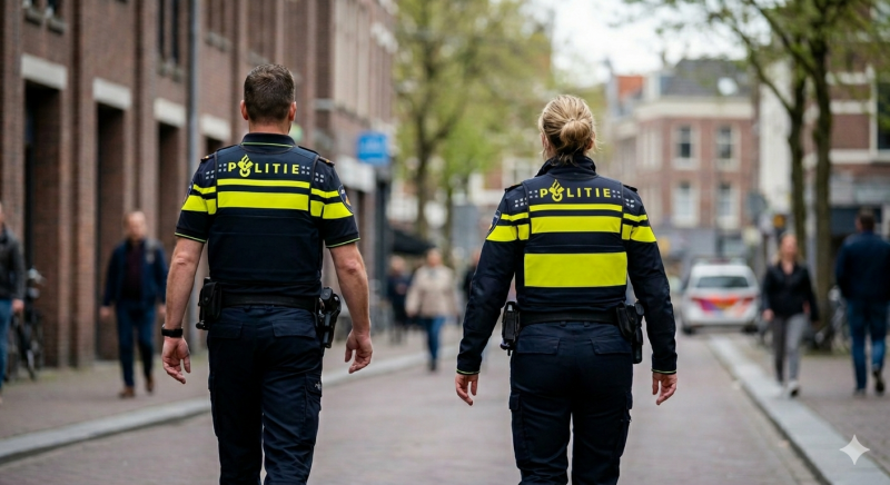 Nederlandse agenten op straat (@Gemini-AI-impressie) 