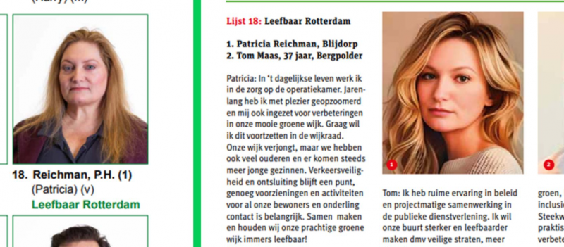 Lijstfoto en krantfoto Patricia Reichman
