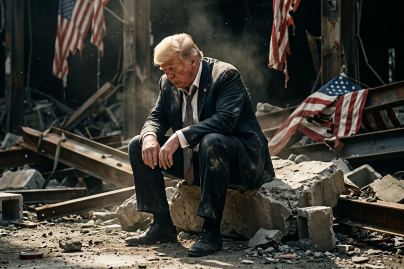 Trump terneergeslagen na verlies gevechtsvliegtuigen in Irann (@Fal-AI-impressie)