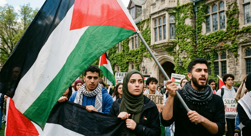 Pro-Palestijnse demonstratie (@Gemini-AI-impressie) 