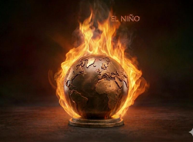 Effect El-Nino op de opwarming van de aarde (@Gemini-AI-impressie) 