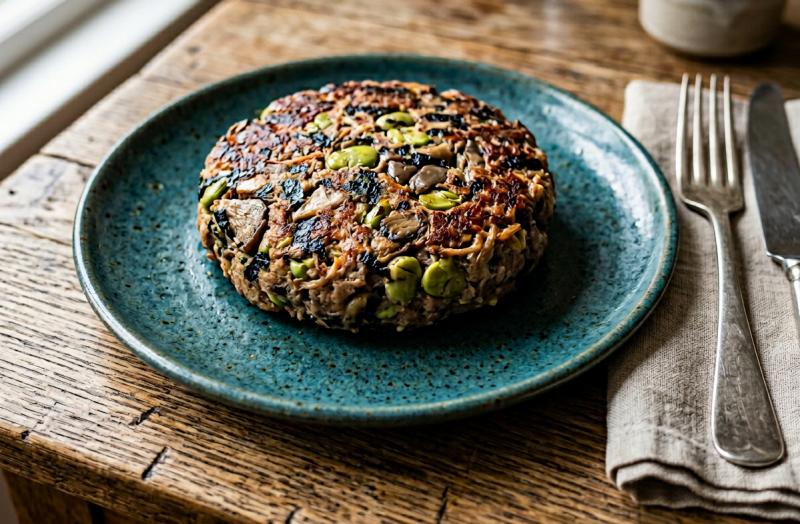 Een hamburger van hybride vlees (@FAL- AI - Impressie)