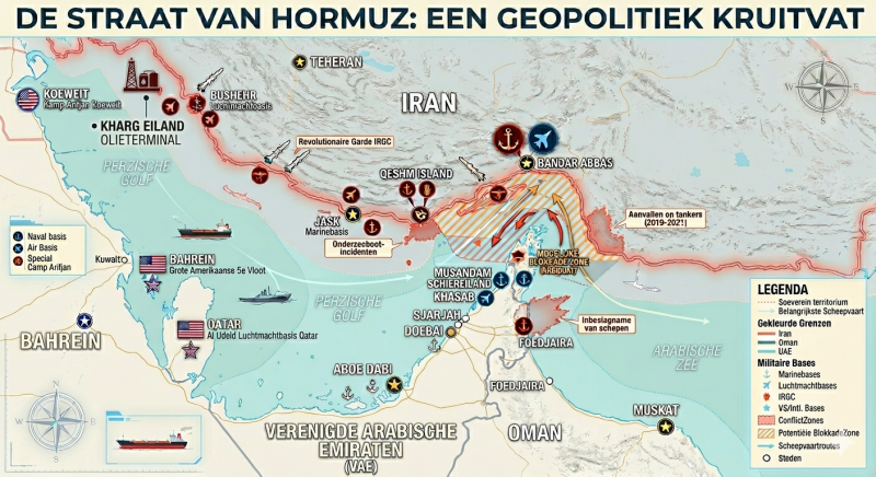 Straat van Hormuz :geopolitiek overzicht (@Gemini-AI-impressie) 
