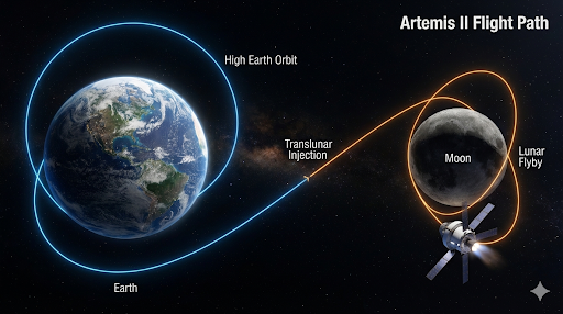 Artemis-2 Flyby route (@NASA - Gemini AI) 