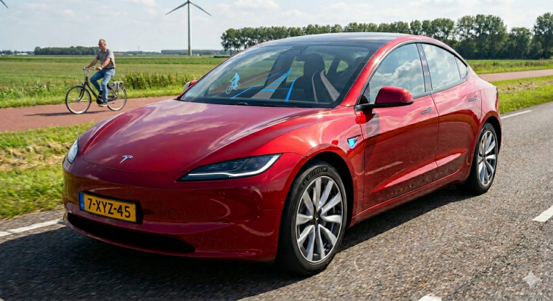 Nederland eerste Europese land dat zelfrijdende Tesla's toelaat op de weg (@Gemini-AI-impressie) 