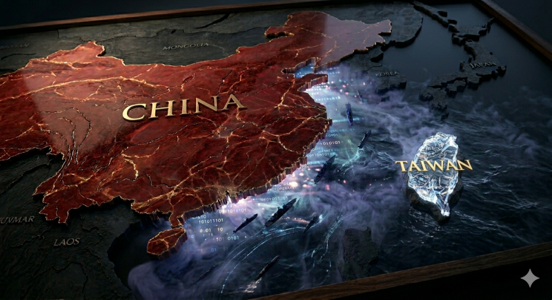 China wil politieke belofte van Taiwan (@Gemini-AI-impressie) 