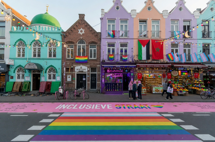 Conceptafbeelding 'inclusieve straat' door AI (Grok AI / FOK.nl)