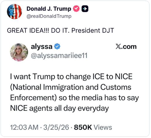Trump vindt het een geweldig idee