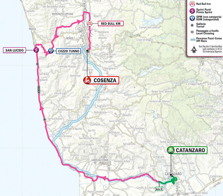 De route van vandaag (Bron: Giro d'Italia)