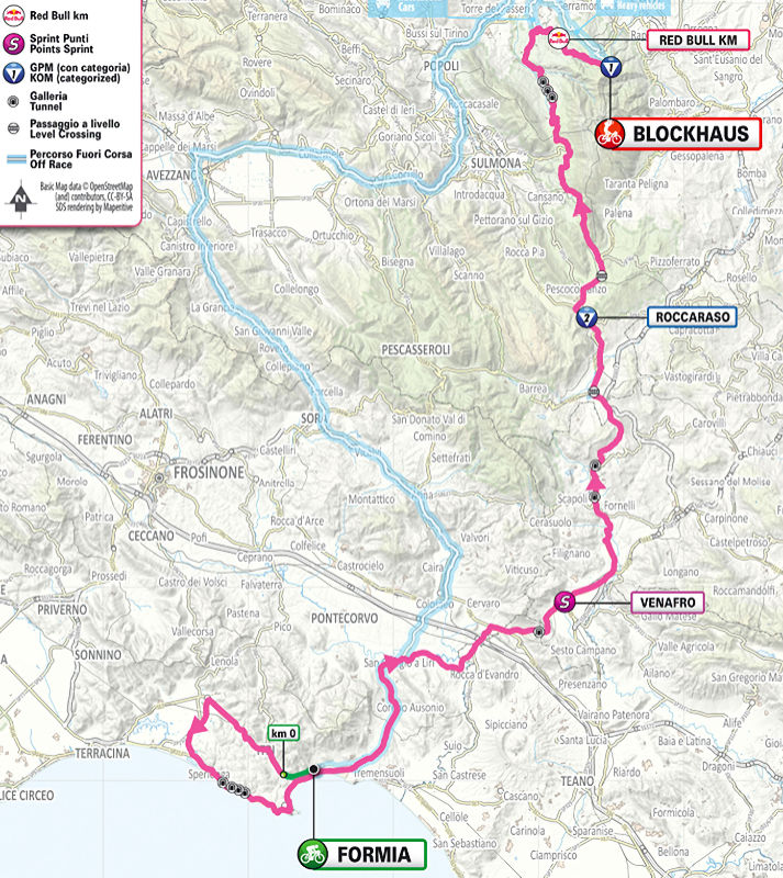 De route van vandaag (Bron: Giro d'Italia)