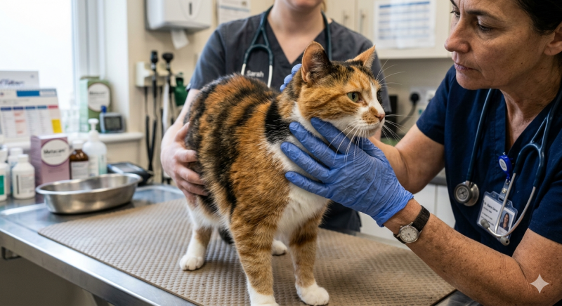 Kat bij de dierenarts (@Gemini-AI-impressie) 