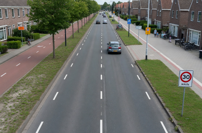 Stapvoets rijden op dit soort wegen (Afbeelding: Grok AI / FOK.nl)