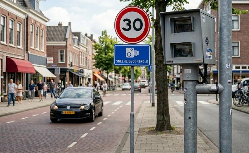 Snelheidscontrole op 30 km in de binnenstad (@Gemini-AI-impressie) Snelheidscontrole op 30 km in de binnenstad (@Gemini-AI-impressie)