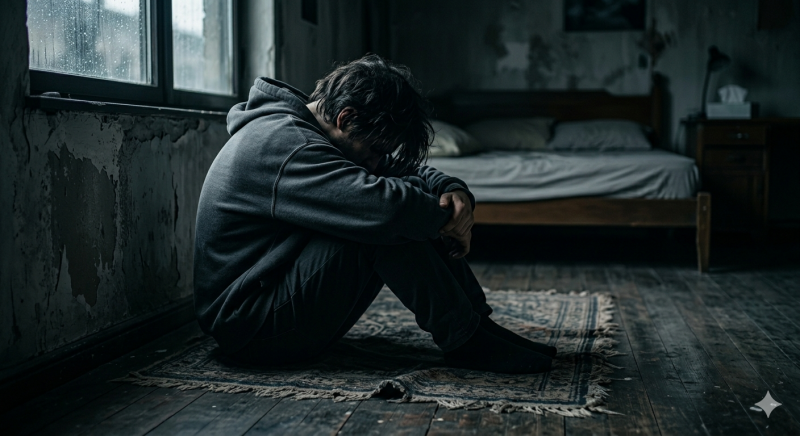 Zwaar depressief persoon (@Gemini-AI-impressie) 