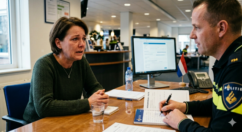 Aangifte doen bij de politie (@Gemini-AI-impressie) 