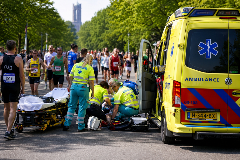 Ambulance bij Groningse marathon (Foto: Impressie (ChatGPT))