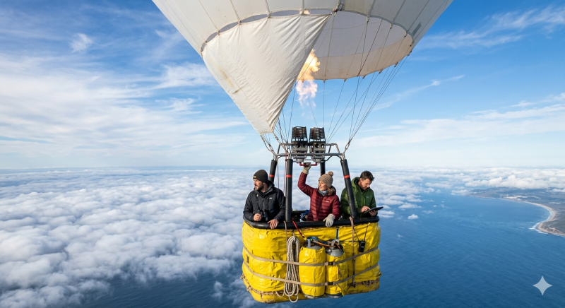 Transatlantische ballonexpeditie (@Gemini-AI-impressie) 