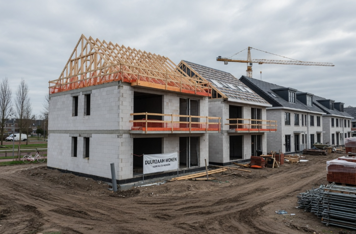Woningen in aanbouw (Afbeelding: Grok AI / FOK.nl)