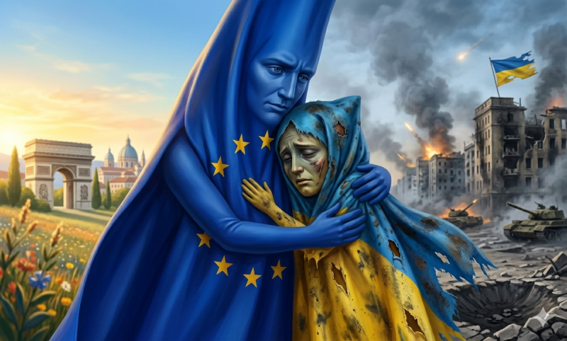 Moet Oekraine versneld lid worden van de Europese Unie? (@Gemini-AI-impressie) 
