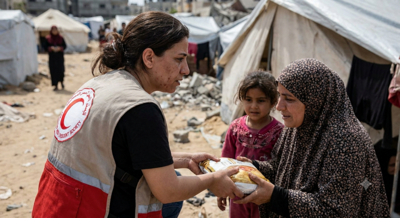 Humanitaire hulp in Gaza (@Gemini-AI-impressie) 