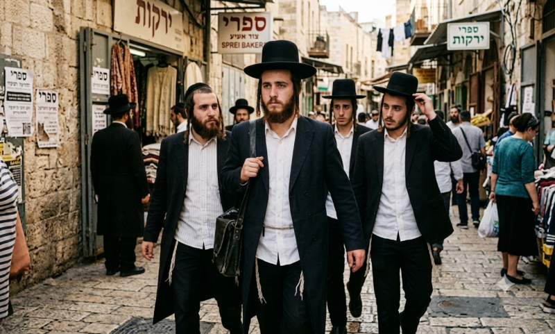 Haredim in Jeruzalem (@Gemini-AI-impressie) 