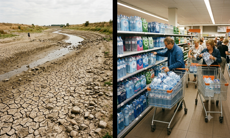Watertekort door aanhoudende droogte (@Gemini-AI-impressie) 