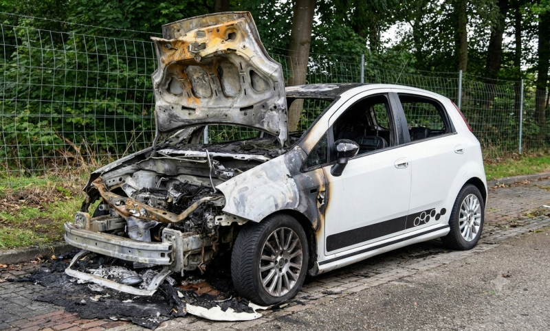 Uitgebrande auto in Geesteren (@Gemini-AI-impressie) 
