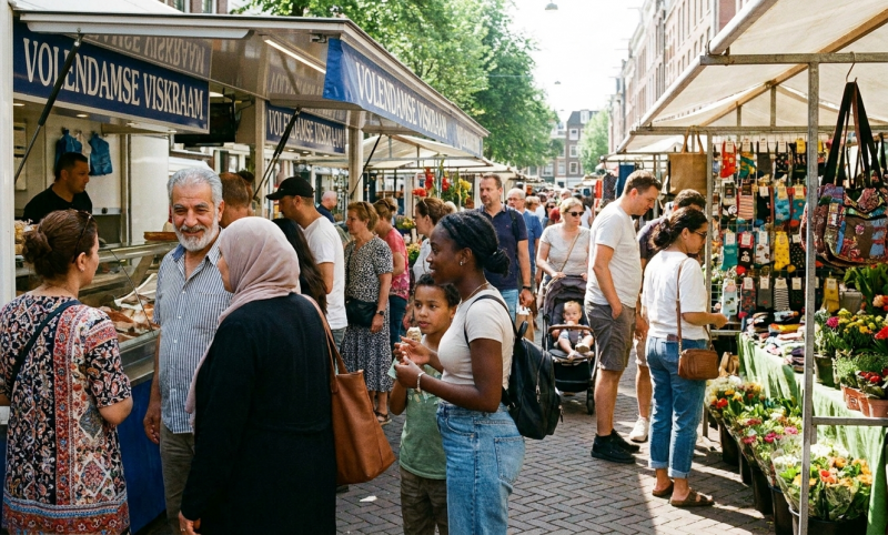 Koopjes zoeken op de markt (@Gemini-AI-impressie) 