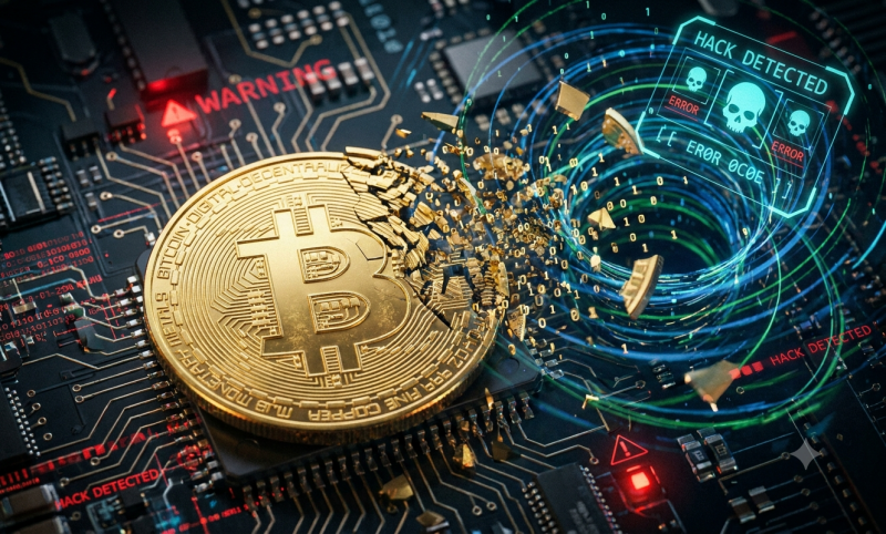 Hackers roven bitcoin-wallet leeg (@Gemini-AI-impressie) Hackers roven bitcoin-wallet leeg (@Gemini-AI-impressie)