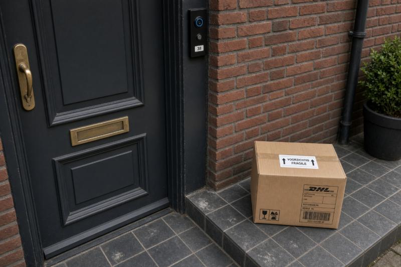 Pakketje bij voordeur (ter illustratie - Grok AI / FOK.nl)