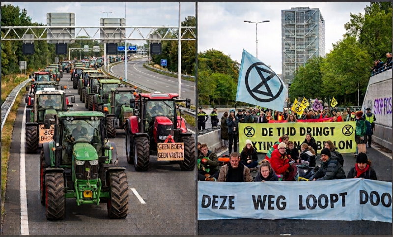 Protesten op de snelweg A59 en A12 (@Gemini-AI-impressie) 