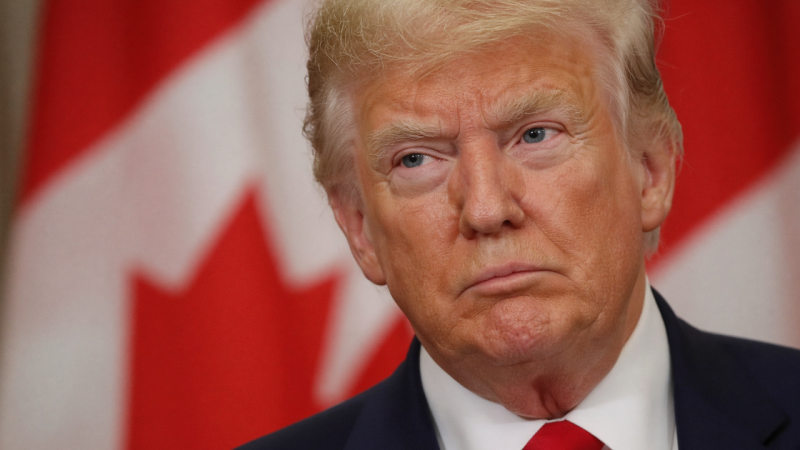 Trump voor Canadese vlag (AI Impressie - Grok AI / FOK.nl) Trump voor Canadese vlag (AI Impressie - Grok AI / FOK.nl)