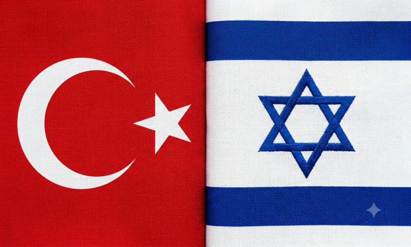 Vlaggen van Turkije en Israel (@Gemini-AI-impressie) Vlaggen van Turkije en Israël (@Gemini-AI-impressie)