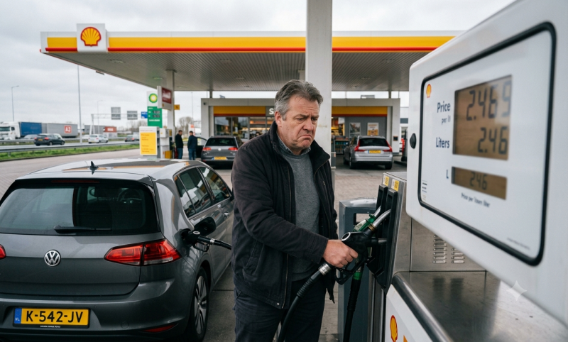 Zorgen over hoge brandstofprijzen door Iran-oorlog (@Gemini-AI-impressie) 