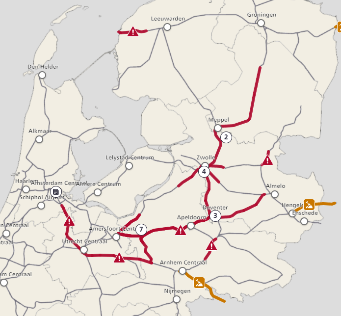 Storingen ProRail 15 september (Foto: ProRail) Storingen ProRail 15 september (Foto: ProRail)