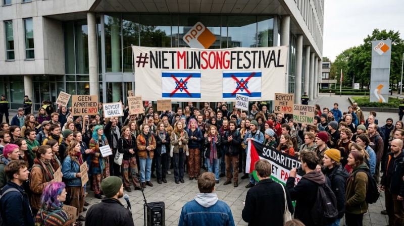 Zo zou een demonstratie van NPO personeel eruit kunnen zien (AI Impressie / Google Gemini / FOK.nl) Zo zou een demonstratie van NPO personeel eruit kunnen zien (AI Impressie / Google Gemini / FOK.nl)